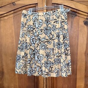 Harold's Tan, Black and White Floral A-Line Skirt